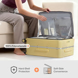 mixi 20 Inch Carry On Luggage 22x14x9 Airline Approved PC Hard Shell Suitcase Top Opening Aluminum Frame Travel Suitcases with Wheels, Lark Yellow