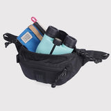 Topo Designs Mountain Waist Pack – Durable Lightweight Hip Pack, Shoulder Sling Bag for Daily Essentials, Adjustable Fit, 2 Storage Pockets, 410D Nylon Ripstop, 2L capacity (Black/Natural)