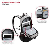 SwissGear 3598 Backpack, Narrow Daypack, Ideal for Commuting and School, Light Grey/Heather