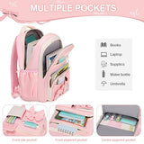 DIGOBAY Backpack for Girls, 3PCS Girls Backpack for School with Lunch Bag Pencil Case, Cute Kids Teens Bookbag for Kindergarten Elementary Preschool Middle School (Pink)