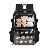 SUSTRALO Black Large Ita Bag Backpack with Insert, Kawaii Pin Display Backpack for College Travel, Work Daypack with Laptop Sleeve