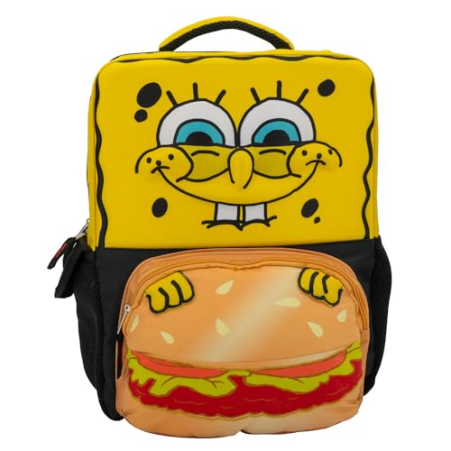 AI ACCESSORY INNOVATIONS Sponge Bob Square Pants Backpack, 3D Big Face SpongeBob Girls & Boys School Bag 16”