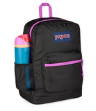 JanSport Cross Town Plus Backpack - Large Main Compartment, Side Water Bottle Pocket, 15-Inch Padded Laptop Sleeve - Color Blocked - Black