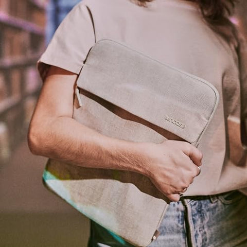 Incase Crosstown Sleeve with Woolenex - 13 Inch and 14 Inch Laptop and MacBook Sleeve – Vertical Orientation, Cushioned Protection, Durable Construction, External Slip Pocket - Limestone
