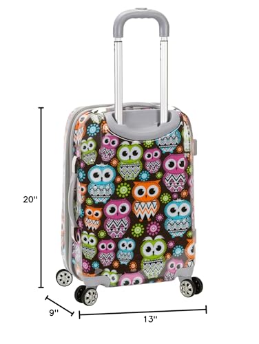 Rockland Vision Hardside Spinner Wheel Luggage, Owl, Carry-On 20-Inch (F151-OWL)