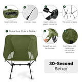 BITIANTEAM Lightweight Portable Camping Chair - Folding Backpacking Hiking Chair with Carry Bag for Outdoor Travel, Beach, Picnic, Festival (Green)