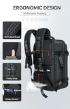 FIROVIAN Vacuum Backpack Travel, 70L Expandable Carry On Backpack With Compression System, 2 Detachable TPU Vacuum Bags, TSA Lock, Water-Resistant, Fits 16" Laptop for Business & Travel