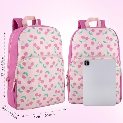 Trail maker Fun School Backpack for Elementary Middle School Girls and Boys | 17 Inch Printed Backpacks for School Kids, Travel (Cheerful Cherries)