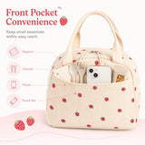 Bluboon Lunch Bag for Women Men Cute Corduroy Lunch Tote Bags Reusable Insulated Lunch Box Large Capacity Reusable Insulated Cooler for School Work or Travel