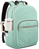LOVEVOOK Laptop Backpack for Women with Giant Tumbler Holder 15.6 inch,Designer Travel Backpack Laptop Bag College Backpack,Quilted Work Nurse Teacher Backpack Purse Computer Bag Daypack,Mint Green
