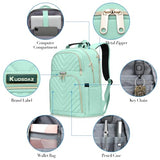 Kuosdaz Backpack for Men Women, School Backpack for Boys Girls, 15.6 Inch Quilted Laptop Backpack, Large High School Bookbags for Teens, Teal