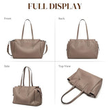 S-ZONE Leather Tote Bag for Women Large Shoulder Bags Crossbody Handbag Work Purse Travel Trip