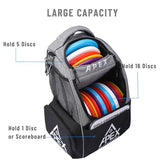 Apex Outdoors Disc Golf Bag, Large Disc Golf Backpack Holds Over 21 Discs