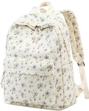 BTOOP School Backpack for Girls Teens Large Corduroy Bookbag Lightweight 15.6 inch Laptop Bag for Women Casual High School College (Purple Floral)