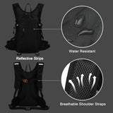 Outplea 15L Cycling Backpack with Helmet Buckle for Men Women, Small Waterproof Lightweight Bike Hiking Backpack with Chest Strap for MTB Biking Climbing, Black
