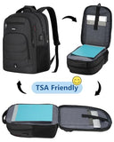 kadilong Large Laptop Backpack Men Book Bag with USB Charging Port Business Travel Anti Theft Durable,Water Resistant College Computer Bag Fits 17.3 Inch Notebook for Teenage Boys,Black