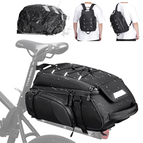 RAINSMORE Bike Bags for Bicycle Rear Rack 15L Waterproof Bike Ebike Trunk Pannier Saddle Bag with Rain Cover Bike Accessories Backpack | Backpacks4Less