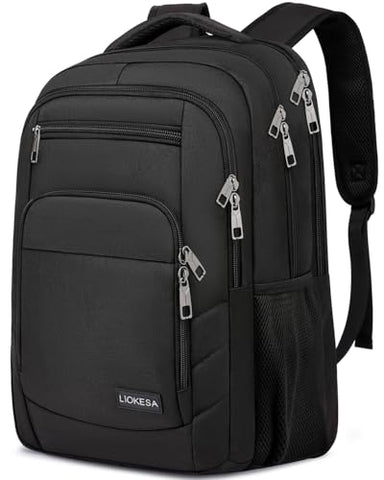 Liokesa Laptop Backpack for Men Women, School Backpacks for Boys Girls,Water Resistant Black Backpack 15.6 Inch College Bookbag Daypack