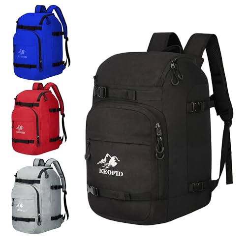 KEOFID Skate bag Backpack,Ski Boot Bag Backpack, Waterproof 50L ski bag, travel back pack for Ski Helmet, Snowboard and Accessories(Black)