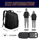 JARWAM Large Travel Backpack for Men with LifetimeWarranty, TSA Friendly 17.3 Inch Laptop Backpack, 45L Carry On Airline Approved Computer Bag for Work College Travel, Black