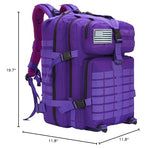 SEYATULLH 45L Military Tactical Backpack for Men & Women Bug Out Bag Assault pack Molle Daypack Hiking Trekking Rucksack(45L purple)