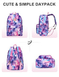 VASCHY Backpack for School, Lightweight Water Resistant Bookbag Casual Daypack for Middle School Teen Girls Pink Galaxy