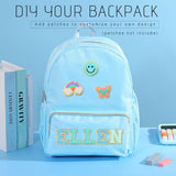 Cunno 1 Piece Nylon Backpack Kids School Backpack for Toddler Girls Boys Plain Waterproof Preppy Bookbags Travel for Student (Blue)