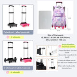 NIWEIYA Kids Rolling Backpack for Girls School Backpack with Wheels for Girls Wheeled Bookbags Roller Trolley Bags for Primary Students, 2-Wheel Purple