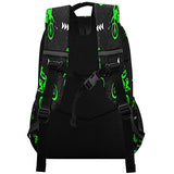 Vozoza Green Motocross Sport Backpack for Girls Kids Boys School Bookbags, Student Laptop Backpack Carrying Bag Casual Lightweight Travel Sports Day Packs