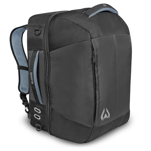 Wildhorn Brimhall 65L Smoke Blue color Ski Boot Bag & Snowboard Backpack -US Ski Team Official Supplier- Waterproof & Durable, 3 Carry Travel Options, Fits Boots, Helmets, Goggles & Outerwear