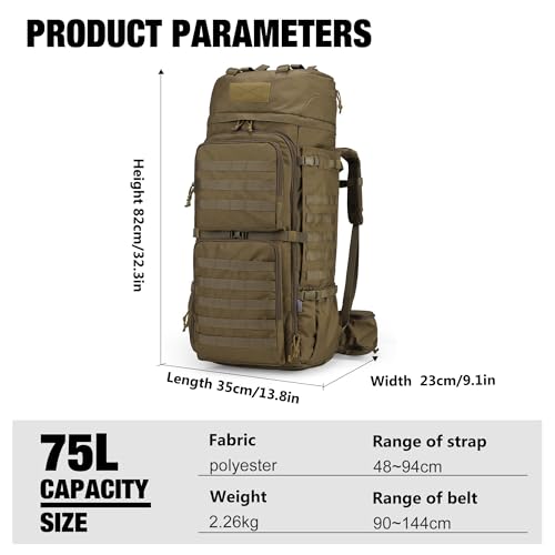 Mardingtop 75L Internal Frame Backpack + 2.5L Leak Proof Water Bladder