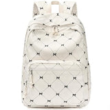 mibasies School Backpack for Girls with Laptop Sleeve: 18IN Large Capacity Corduroy Bookbag for Primary Middle School/College, Travel Daypack for Teens Women - Beige Bow