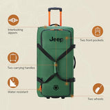 Jeep JS005A Two Wheel Rolling Travel Duffle Bag, Elm Green, 31 Inch