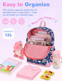VASCHY Toddler Kids Backpack, Lightweight Water Resistant Daycare Preschool Backpack Schoolbag for Little Girls w Chest Strap Rainbows