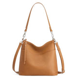 S-ZONE Leather Tote Bag for Women Medium Crossbody Handbags Shoulder Hobo Purse with 2 Removable Straps, Brown