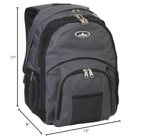 Everest Luggage Laptop Computer Backpack, Charcoal/Black, Charcoal/Black, One Size