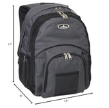 Everest Luggage Laptop Computer Backpack, Charcoal/Black, Charcoal/Black, One Size