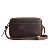 S-ZONE Crossbody Bags for Women Top Grain Leather Shoulder Handbags Camera Bag Purse Adjustable Strap Travel Daily Dark Brown