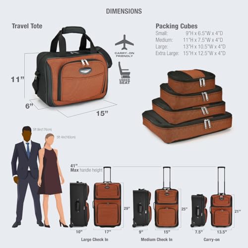 Travel Select Amsterdam Softside Expandable Luggage with Rolling Wheels, Red, 2-Piece Set (15/21)