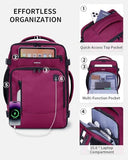 ECOHUB 17" Small Travel Backpack, United Airlines Personal Item Bag 17x10x9 with 16 Pockets, Water Resistant Rucksacks Fit 15.6" Laptop, AirTag Pocket, Lightweight Casual Daypack, 25L, Red