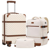 Coolife PC Hardshell Luggage, TSA Lock, Spinner, 3-Piece Set with Backpack
