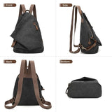 Vintage Canvas Backpack Crossbody Rucksack Outdoor Daypack for Men Women