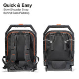 Klein Tools 55604 Rolling Tool Backpack, Tool Bag with 28 Pockets, Heavy Duty Retractable Handle, Large Storage Interior, 3-Inch Wheels