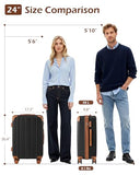 Coolife Luggage, Lightweight and Durable Hardshell, 24 in, apricot black