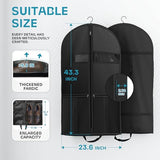 Lazebox 43" Travel Garment Bag with Accessories Zipper Pocket, Heavy Duty Suit Bag for Suits, Tuxedos, Dresses, Coats, Black, 3 packs