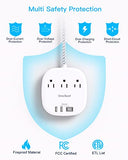Travel Essentials, 22.5W/4.5A Flat Plug Power Strip, 6 Ft Extension Cord