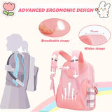 PRLINJSK Girls Backpack，Cute School Backpack for Girls Kids Teens，Kawaii Bookbag for Primary Elementary，Purple