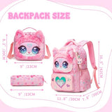 Meetbelify Backpack for Girls Backpacks with Lunch Box Pencil Case for Elementary Student Kids School Travel Bag for Girls Ages 6-8 Years Old Pink