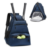 SUIKIHUM Tennis Backpack for 2 Rackets, Waterproof Tennis Bag with Shoe Compartment, Wet/Dry Pocket, Fence Hook, for Tennis, Pickleball, Badminton, Blue
