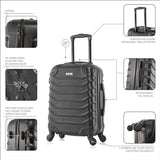 InUSA ENDURANCE Luggage with Spinner Wheels | Durable Lightweight Hardshell Suitcase, Spacious Travel Bag with Handle and Trolley | 20-Inch Carry On Small Luggage | Black
